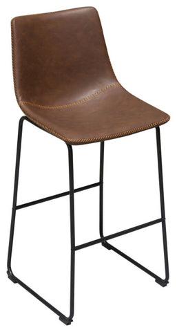 Theo Set of 2 Bar Height Chairs, Chocolate Leatherette With Black Metal Base By Diamond Sofa