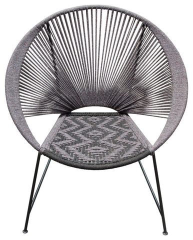 Pablo 2-Pack Accent Chairs in Black/Grey Rope w/ Black Metal Frame By Diamond Sofa