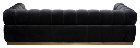 Image Low Profile Sofa in Black Velvet Brushed Gold Base By Diamond Sofa