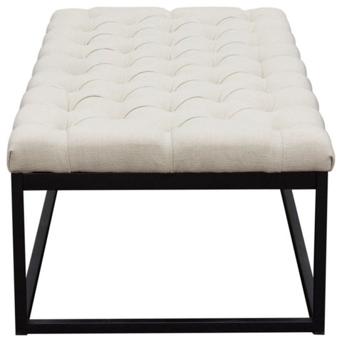 Mateo Black Powder Coat Metal Large Linen Tufted Bench - Desert Sand Linen By Diamond Sofa