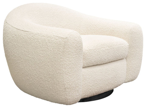 Pascal Swivel Chair in Bone Boucle Textured Fabric Contoured Arms & Back By Diamond Sofa