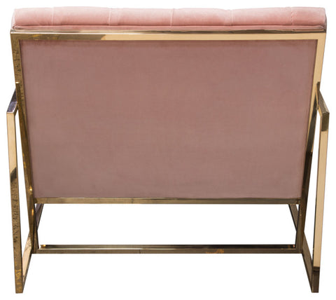 Accent Chair, Blush Pink Tufted Velvet Fabric, Gold Stainless Steel Frame By Diamond Sofa
