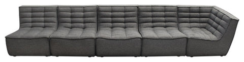 Marshall 5PC Corner Modular Sectional Scooped Seat in Grey Fabric By Diamond Sofa