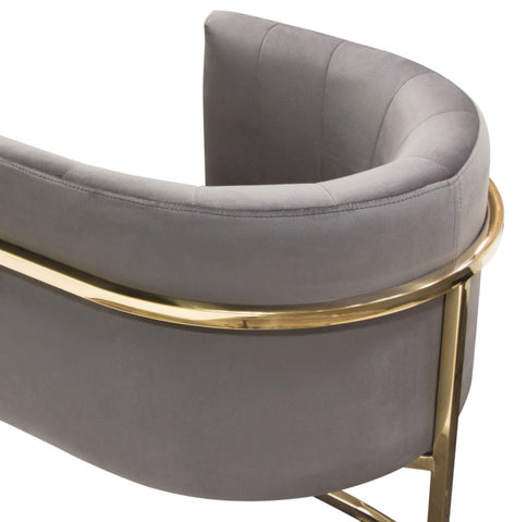 Pandora Dining Chair in Grey Velvet with Polished Gold Frame By Diamond Sofa