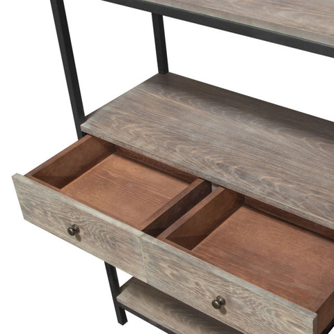 Sequoia 87" Shelf With 2 Drawers, Gray By Diamond Sofa