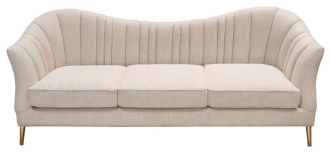 Ava Sofa in Sand Linen Fabric Gold Leg By Diamond Sofa