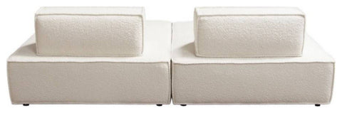 Cara 2-Piece Square Modular Lounger in Ivory Boucle Fabric By Diamond Sofa