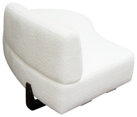 Vesper Curved Armless Right Chaise, Faux White Shearling, Black Wood Leg Base By Diamond Sofa