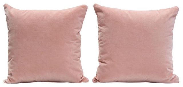 Set of (2) 16 Square Accent Pillows in Blush Pink Velvet By Diamond Sofa
