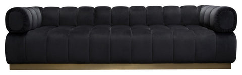 Image Low Profile Sofa in Black Velvet Brushed Gold Base By Diamond Sofa