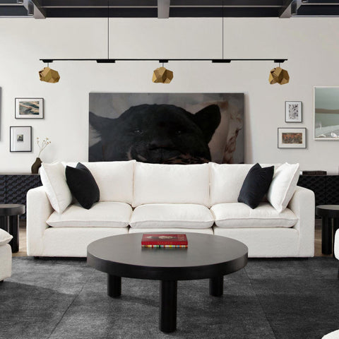 Ivy 3-Piece Modular Sofa in White Faux Shearling By Diamond Sofa