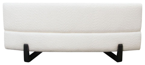 Vesper Curved Armless Sofa, Faux White Shearling, Black Wood Leg Base By Diamond Sofa