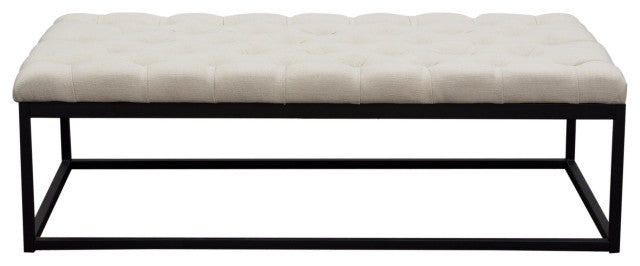 Mateo Black Powder Coat Metal Large Linen Tufted Bench - Desert Sand Linen By Diamond Sofa
