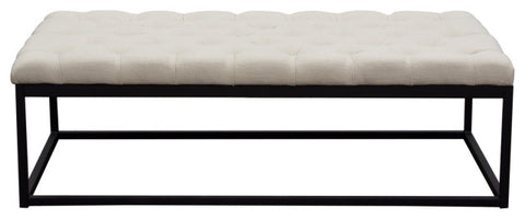 Mateo Black Powder Coat Metal Large Linen Tufted Bench - Desert Sand Linen By Diamond Sofa