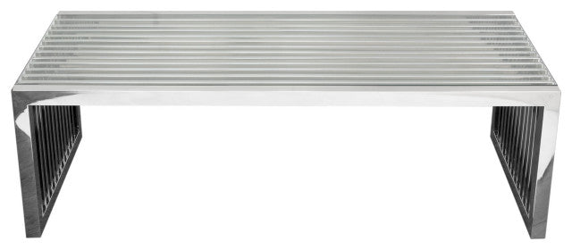 SOHO Rectangular Stainless Steel Cocktail Table Clear, Tempered Glass Top By Diamond Sofa