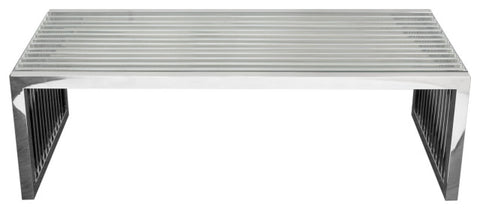 SOHO Rectangular Stainless Steel Cocktail Table Clear, Tempered Glass Top By Diamond Sofa