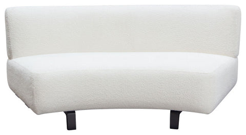 Vesper Curved Armless Sofa, Faux White Shearling, Black Wood Leg Base By Diamond Sofa