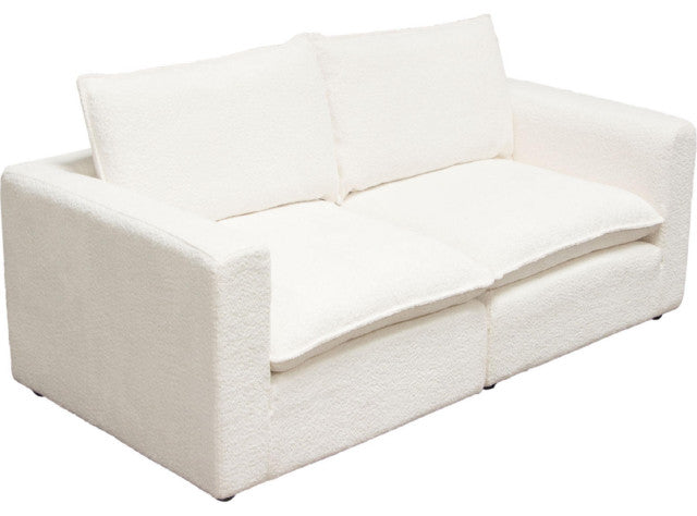 Ivy 2-Piece Modular Sofa in White Faux Shearling By Diamond Sofa