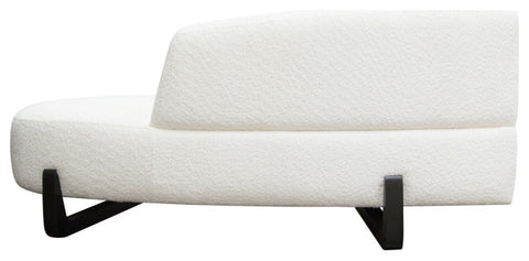 Vesper Curved Armless Right Chaise, Faux White Shearling, Black Wood Leg Base By Diamond Sofa
