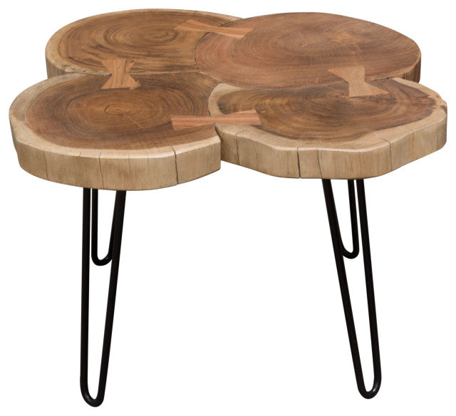 Natural One of a Kind Live Edge Square Cocktail Table w/ Black Hairpin Legs By Diamond Sofa