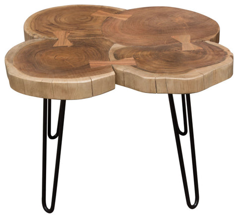 Natural One of a Kind Live Edge Square Cocktail Table w/ Black Hairpin Legs By Diamond Sofa