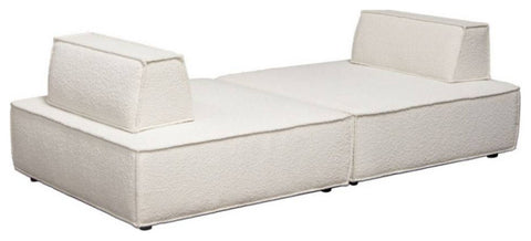 Cara 2-Piece Square Modular Lounger in Ivory Boucle Fabric By Diamond Sofa