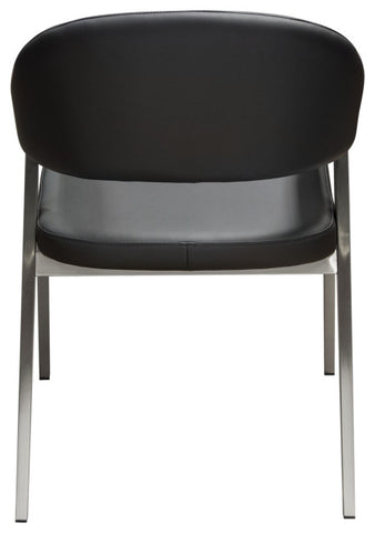 Adele Set of Two Dining or Accent Chairs in Black Leatherette Steel Leg By Diamond Sofa