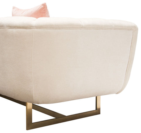Venus Cream Fabric Sofa With Contrasting Pillows and Gold Finished Metal Base By Diamond Sofa