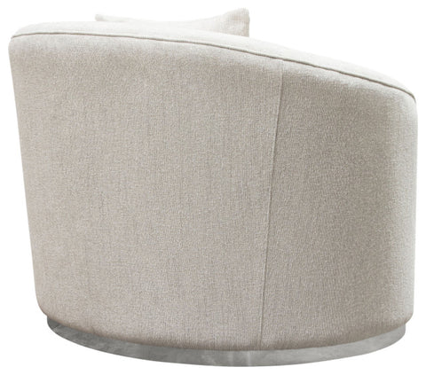 Raven Chair in Light Cream Fabric Brushed Silver Accent Trim By Diamond Sofa