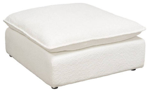 Ivy Square Ottoman in White Faux Shearling By Diamond Sofa