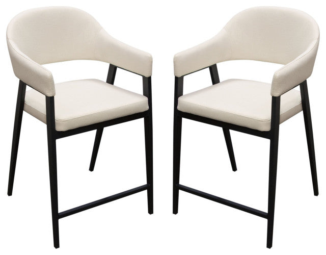 Adele 2 Counter Height Chairs, Cream Fabric By Diamond Sofa