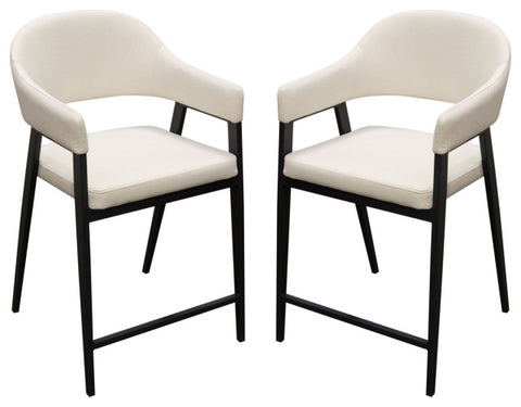 Adele 2 Counter Height Chairs, Cream Fabric By Diamond Sofa