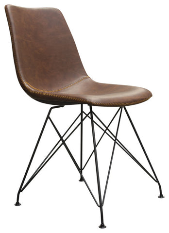 Theo Set of (4) Dining Chairs in Chocolate Leatherette Black Metal Base By Diamond Sofa