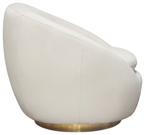 Celine Swivel Accent Chair, Light Cream Velvet With Brushed Gold Accent Band By Diamond Sofa