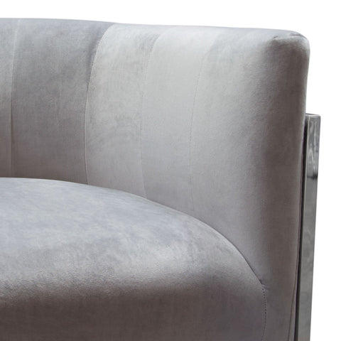 Elevated Barrel Shaped Accent Chair, Gray Velvet, Silver Frame By Diamond Sofa