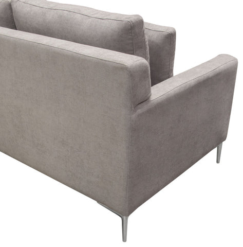Loose Back Loveseat, Grey Polyester Fabric With Polished Silver Metal Leg By Diamond Sofa