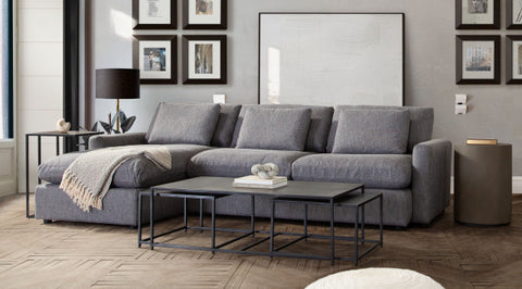 Arcadia 2PC Reversible Chaise Sectional in Grey Fabric By Diamond Sofa