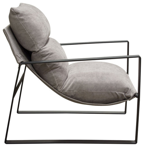 Miller Sling Accent Chair in Grey Fabric Black Powder Coated Metal Frame By Diamond Sofa