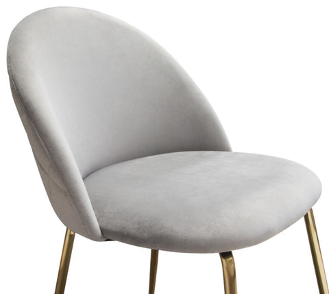 Lilly Set of (2) Dining Chairs in Grey Velvet Brushed Gold Metal Legs By Diamond Sofa