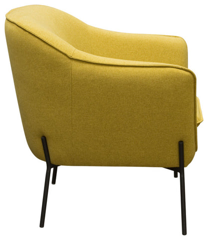Status Accent Chair in Yellow Fabric with Metal Leg By Diamond Sofa