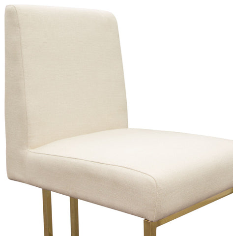 Set of (2) Skyline Dining Chairs in Cream Fabric Polished Gold Metal Frame By Diamond Sofa