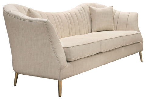 Ava Sofa in Sand Linen Fabric Gold Leg By Diamond Sofa