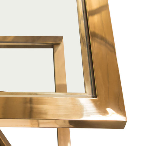 Aria Square End Table With Metal Base, Gold By Diamond Sofa