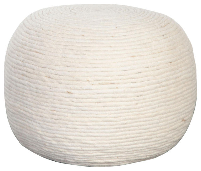 Round Pouf in White Dyed Natural Wool By Diamond Sofa