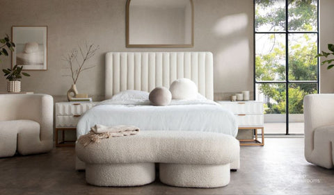 Brooke 54" Queen Bed in Ivory Boucle By Diamond Sofa