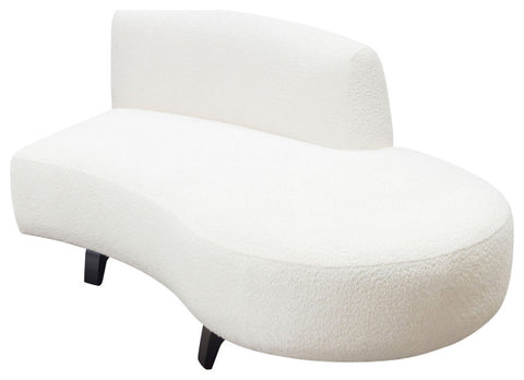 Vesper Curved Armless Right Chaise, Faux White Shearling, Black Wood Leg Base By Diamond Sofa