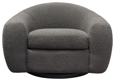 Pascal Swivel Chair With Boucle Textured Fabric, Charcoal By Diamond Sofa