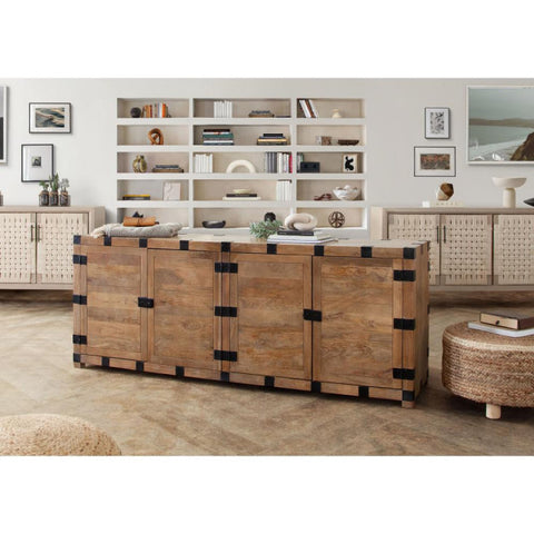 Oxford Solid Mango Wood 4-Door Sideboard By Diamond Sofa