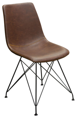 Theo Set of (4) Dining Chairs in Chocolate Leatherette Black Metal Base By Diamond Sofa
