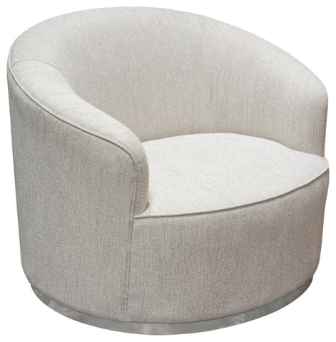 Raven Chair in Light Cream Fabric Brushed Silver Accent Trim By Diamond Sofa